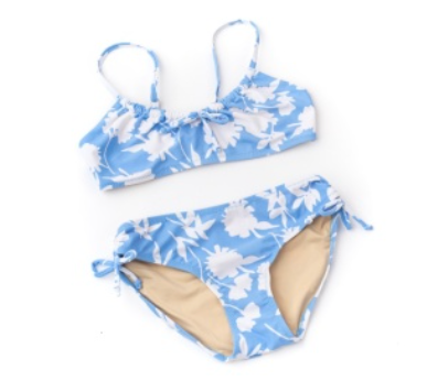 Tie Back Blue Floral Bikini