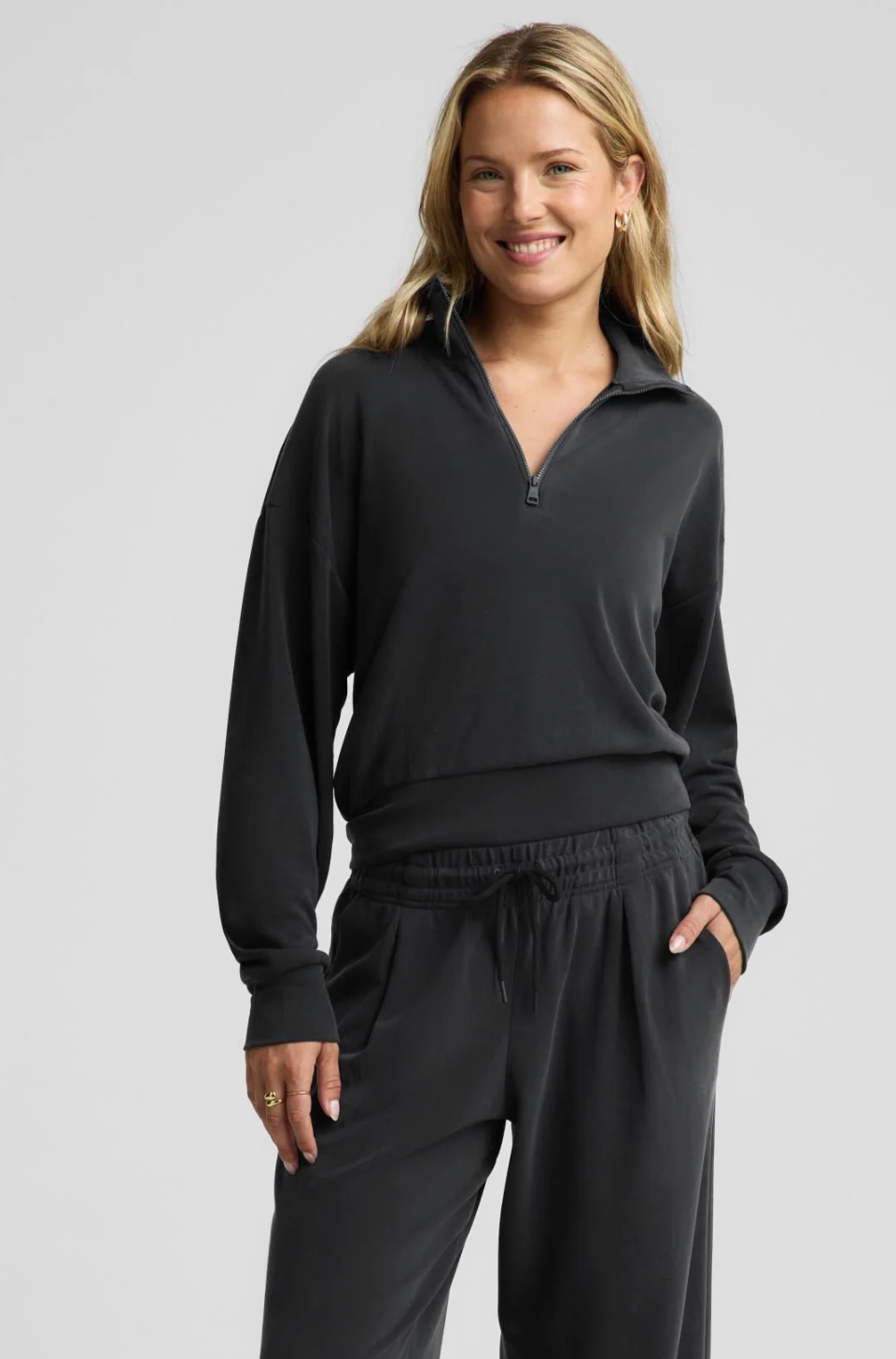 Luxe Sandwash Half Zip Pullover