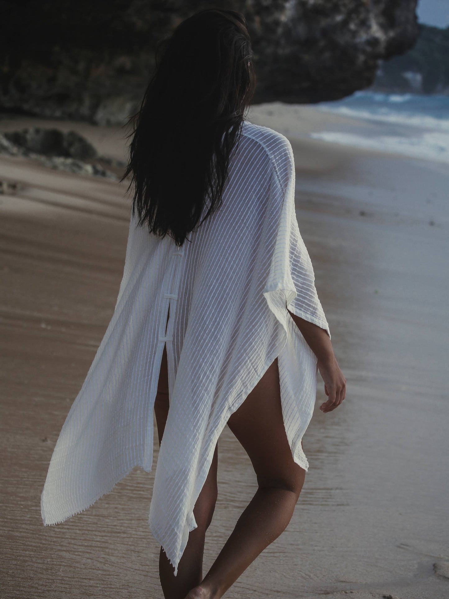Ava Kimono - White Stripes | 100% Turkish Cotton Beachwear V