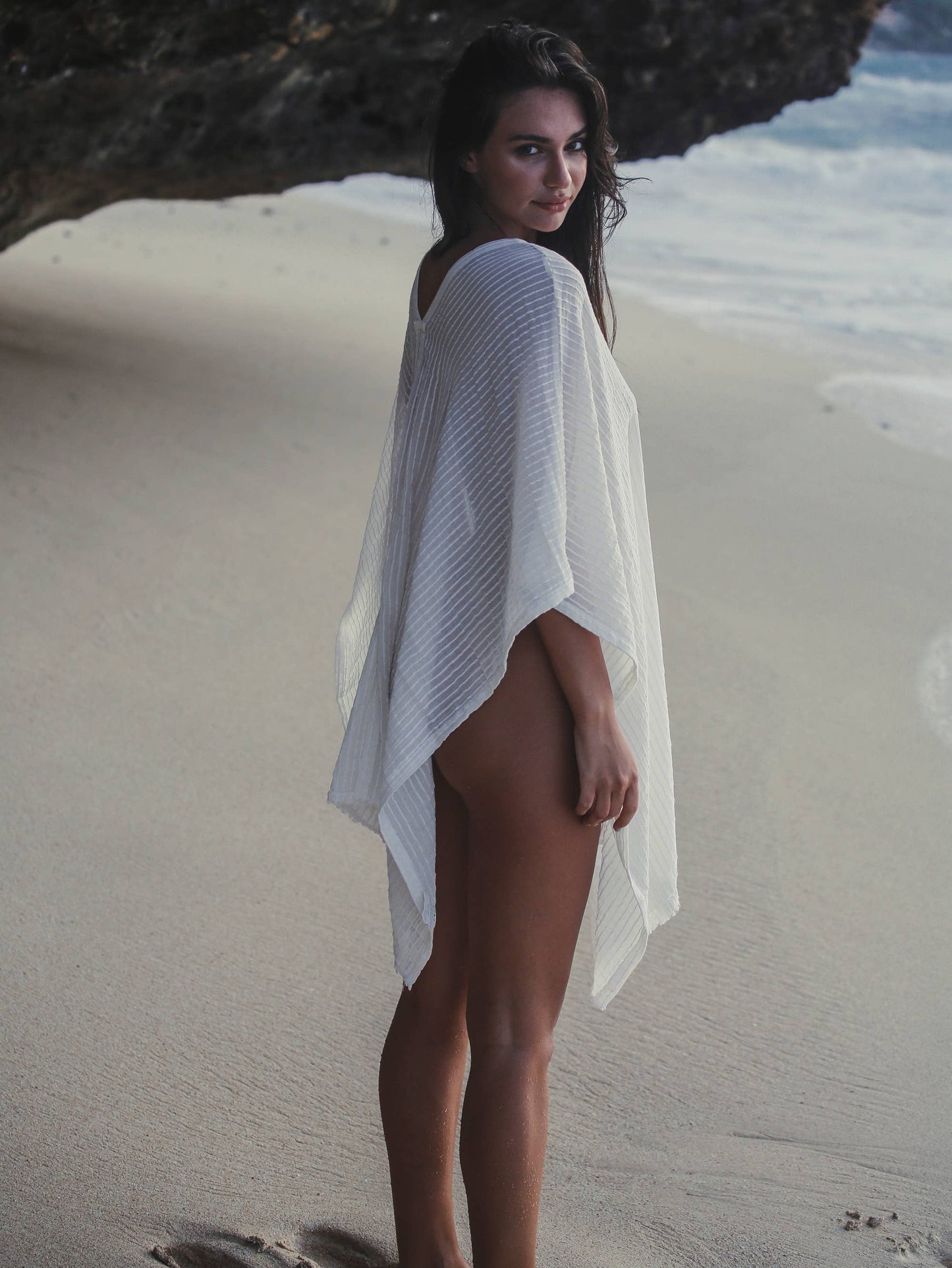 Ava Kimono - White Stripes | 100% Turkish Cotton Beachwear V
