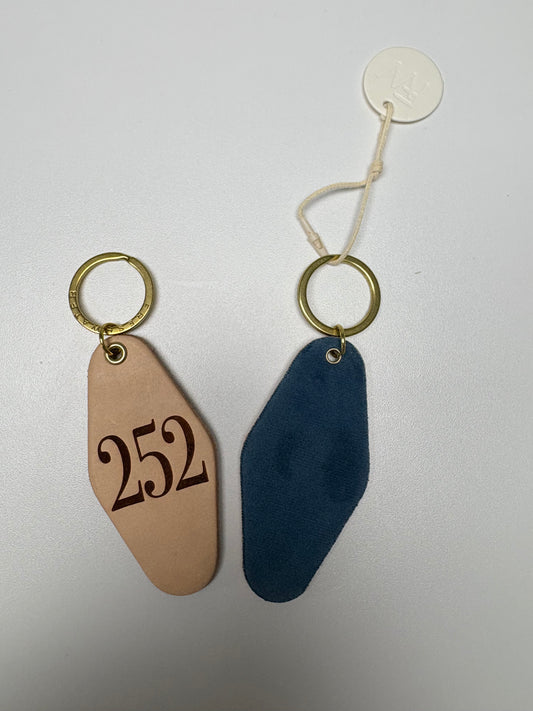 Custom Area Code Hotel Keychain  Light Blue / Keychain with Hang Tag / Serif - Classic / 252