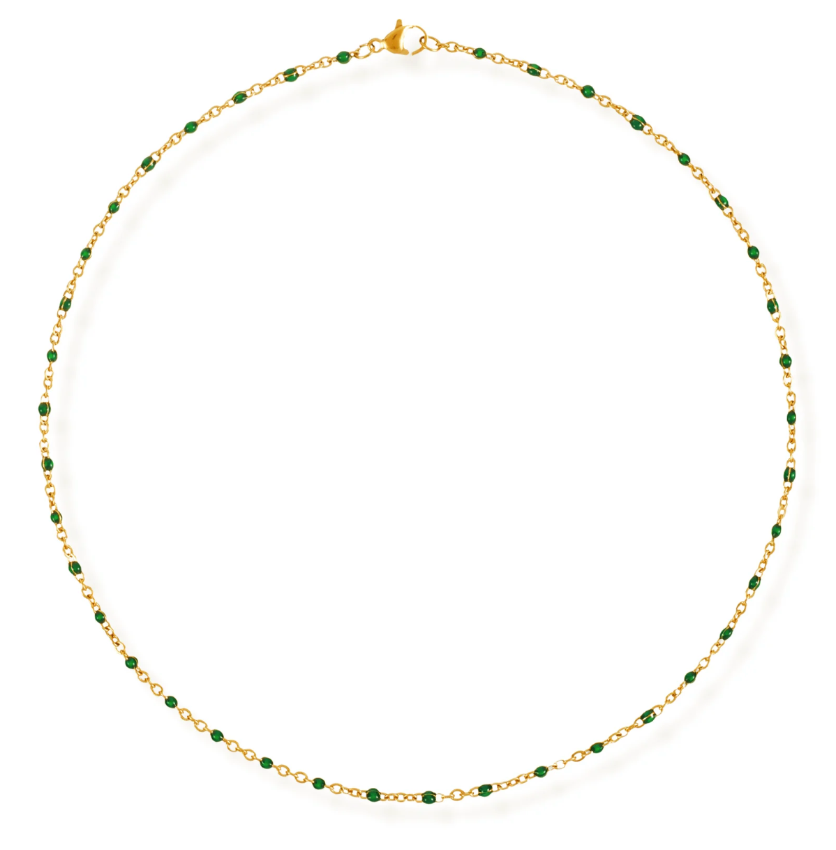 Evie Green Dainty Enamel Beaded Necklace