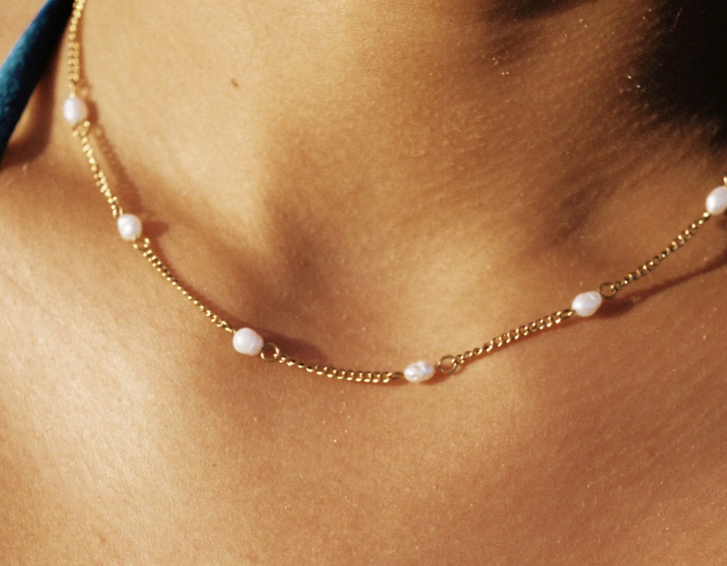 Dainty Gold Pearl Necklace