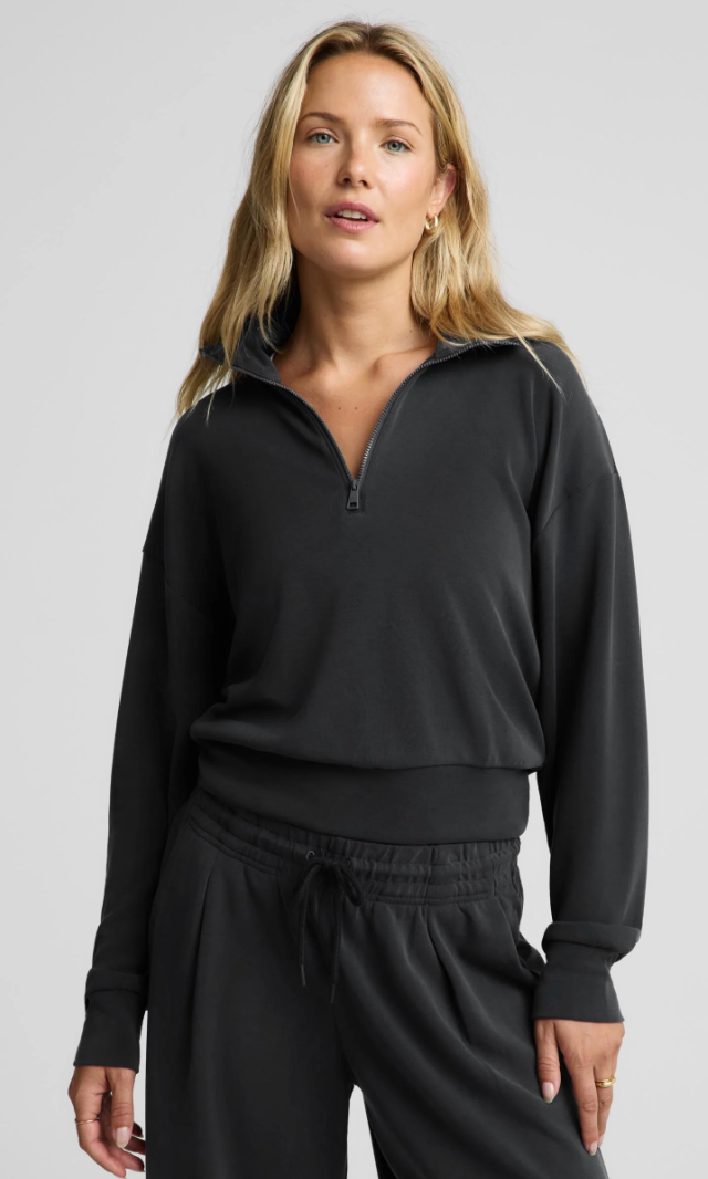Luxe Sandwash Half Zip Pullover