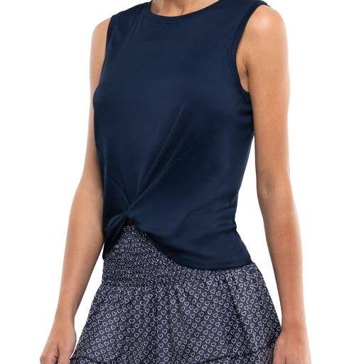 Women's Twist Front Athleisure Tank - Midnight Navy